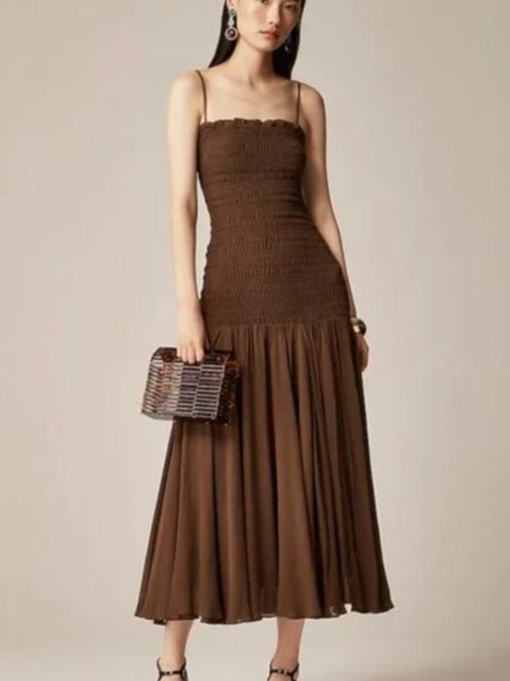 J Crew Collection smocked chiffon dress